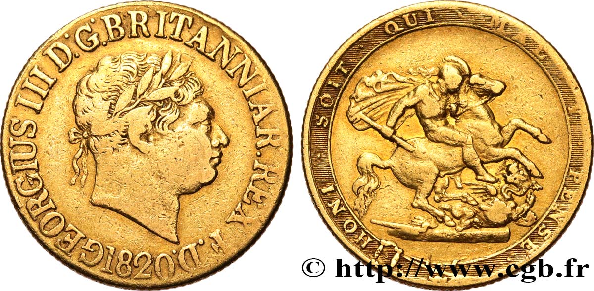 UNITED KINGDOM Souverain Georges III 1820 Londres VF