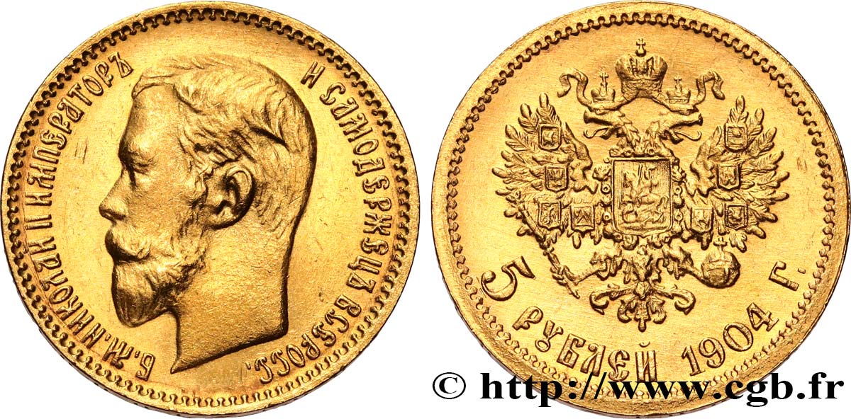 RUSSIA 5 Roubles Nicolas II 1904 Saint-Petersbourg XF
