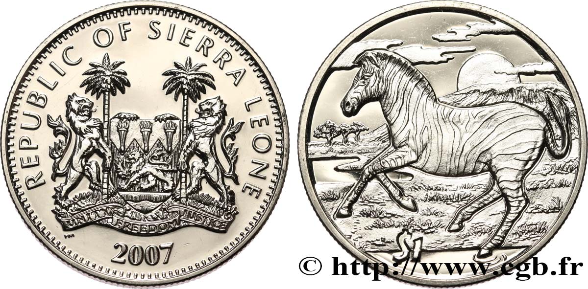 SIERRA LEONE 1 Dollar Proof zèbre 2007  MS 