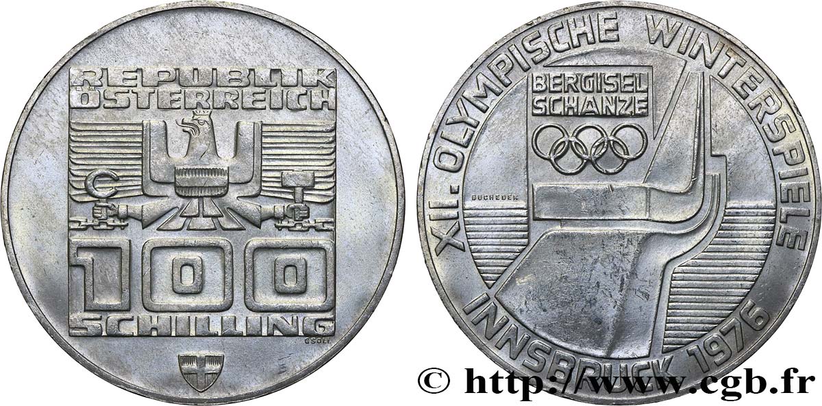 AUTRICHE 100 Schilling J.O. d’hiver d’Innsbruck 1976 - tremplin olympique 1976 Vienne SUP