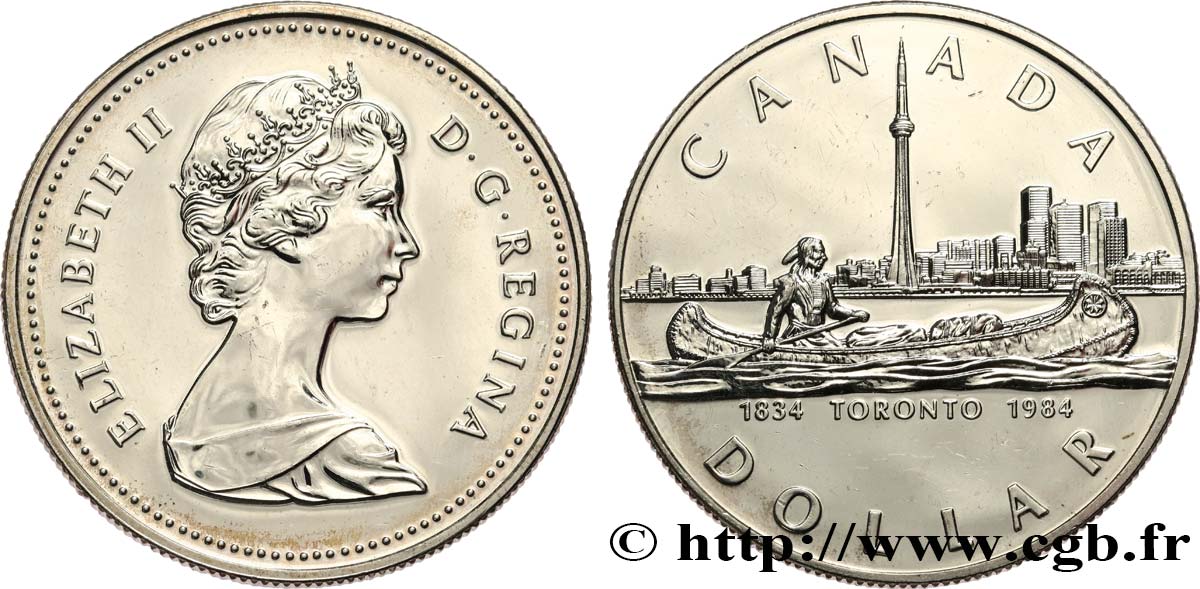 KANADA 1 Dollar Proof 150e anniversaire de Toronto 1984  Polierte Platte 