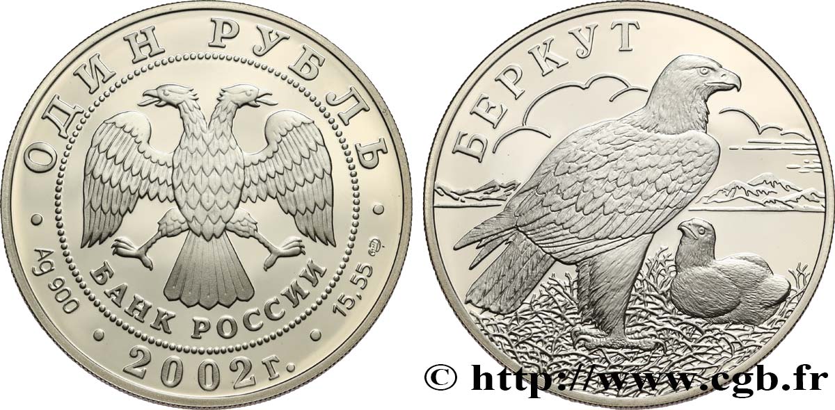 RUSSIA 1 Rouble Proof Aigle royal 2002 Saint-Petersbourg MS