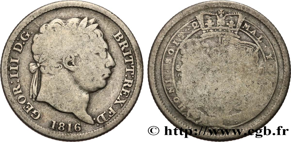 REGNO UNITO 1 Shilling Georges III tête laurée 1816  MB 