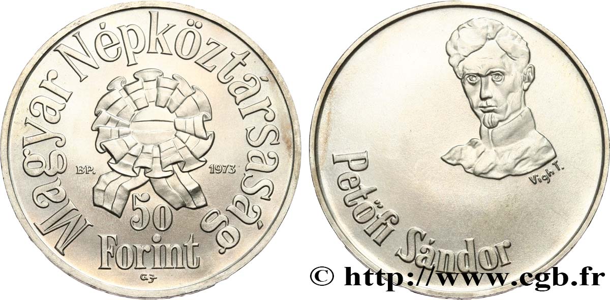 HUNGARY 50 Forint 150e anniversaire de la naissance de Sándor Petőfi 1973  MS 