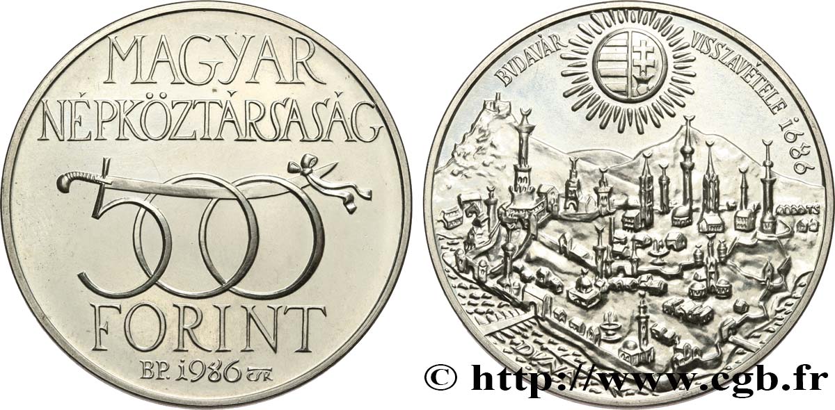 HUNGARY 500 Forint 300 ans de la reprise de Buda aux Ottomans 1986 Budapest MS 