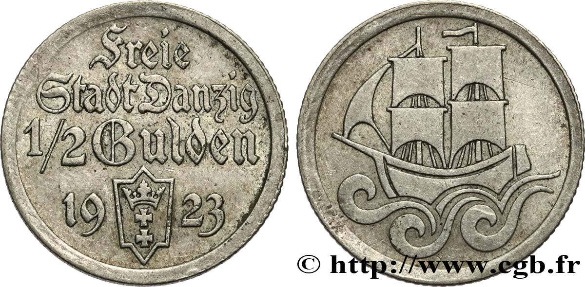 DANZIG (Free City of) 1/2 Gulden 1923 AU