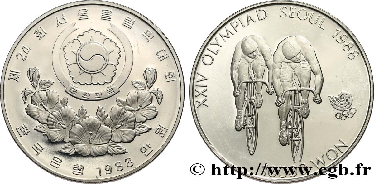 COREA DEL SUD 10000 Won Proof XXIV olympiade Séoul 1988 cyclisme 1988  MS 