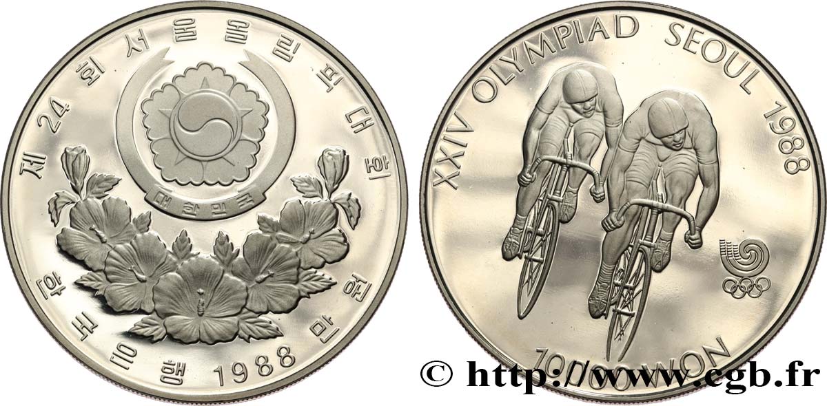 SOUTH KOREA  10000 Won Proof XXIV olympiade Séoul 1988 cyclisme 1988  MS 