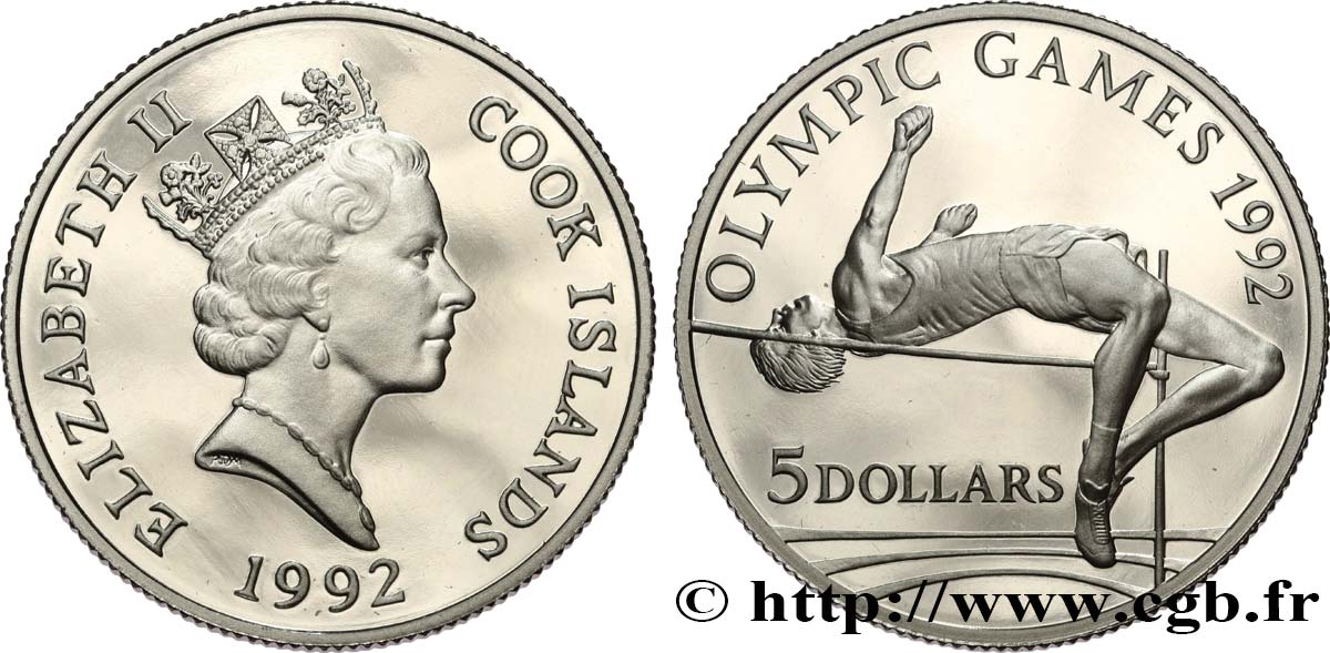 COOK ISLANDS 5 Dollars Proof Jeux Olympiques de Barcelone 1992 1992 MS