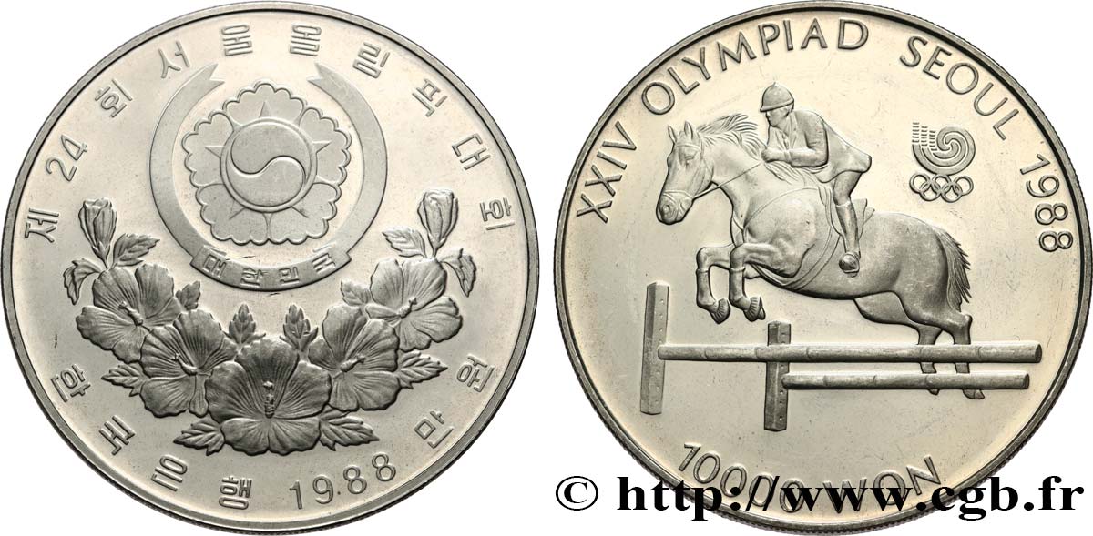 SOUTH KOREA  10000 Won proof XXIV olympiade Séoul 1988 équitation 1988  MS 