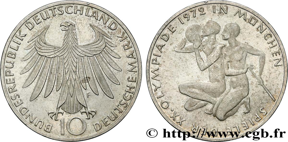 ALLEMAGNE 10 Mark / XXe J.O. Munich- Basket-ball et canoeing 1972 Stuttgart SPL