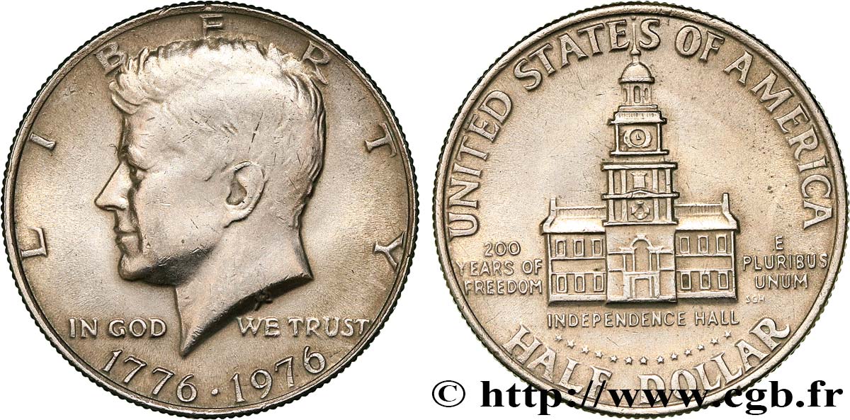 VEREINIGTE STAATEN VON AMERIKA 1/2 Dollar Independence Hall bicentennaire 1976 Philadelphie SS