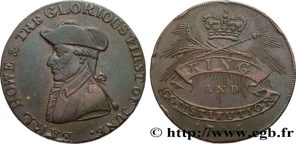 BRITISH TOKENS OR JETTONS 1/2 Penny Emsworth (Hampshire) 1794  VF 