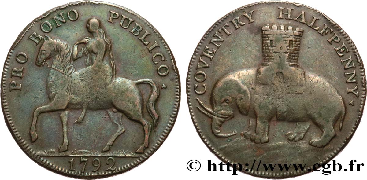 ROYAUME-UNI (TOKENS) 1/2 Penny Coventry (Warwickshire) 1792 Birmingham TB+ 