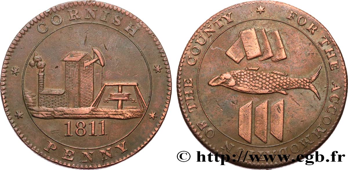 ROYAUME-UNI (TOKENS) 1 Penny “Cornish Penny” Scorrier House (Redruth) 1811  TTB 