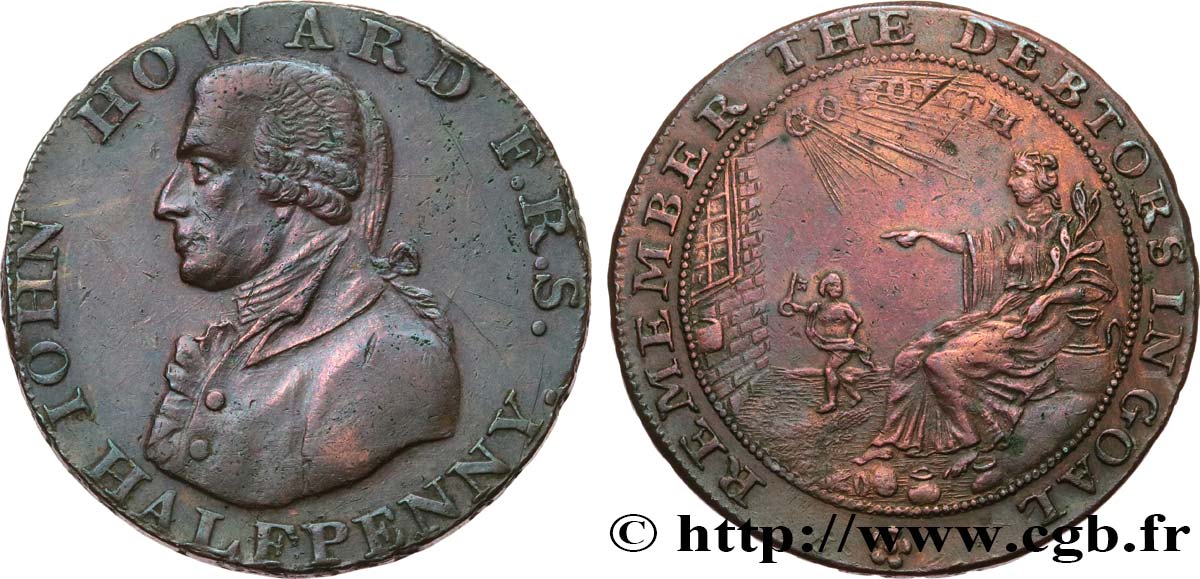 BRITISH TOKENS 1/2 Penny (Somersetshire) John Howard n.d.  AU 
