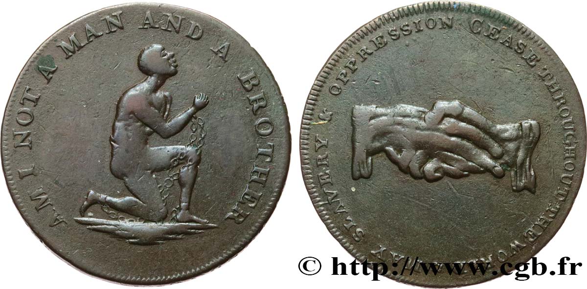 BRITISH TOKENS OR JETTONS 1/2 Penny Anti-slavery (Middlsex) n.d.  VF 