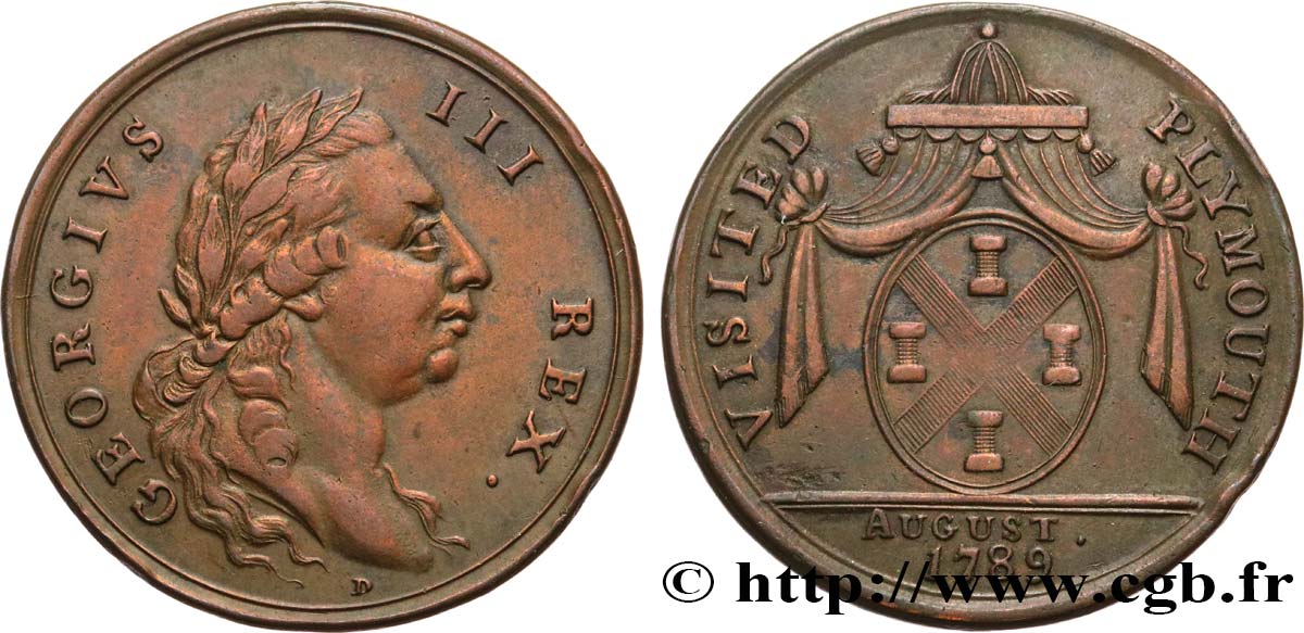ROYAUME-UNI (TOKENS) 1/2 Penny Plymouth (Devonshire) 1789  TTB+ 