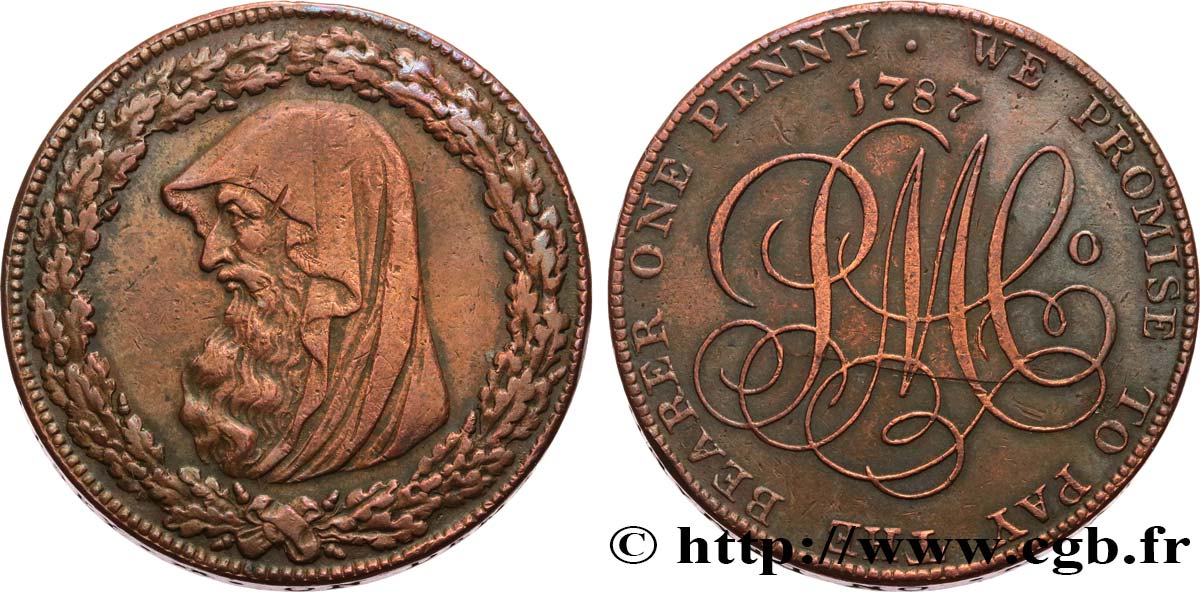 BRITISH TOKENS Penny Anglesey (Pays de Galles) Parys Mine Company 1788 Birmingham XF 