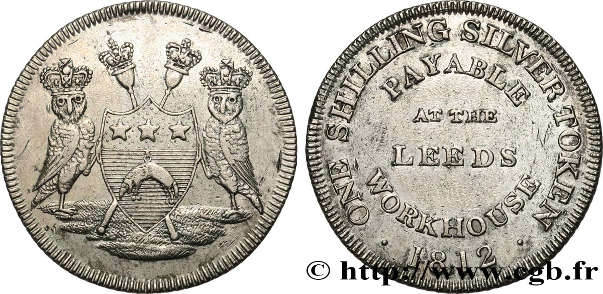 BRITISH TOKENS OR JETTONS 1 Shilling Leeds (Yorkshire) 1812  XF 