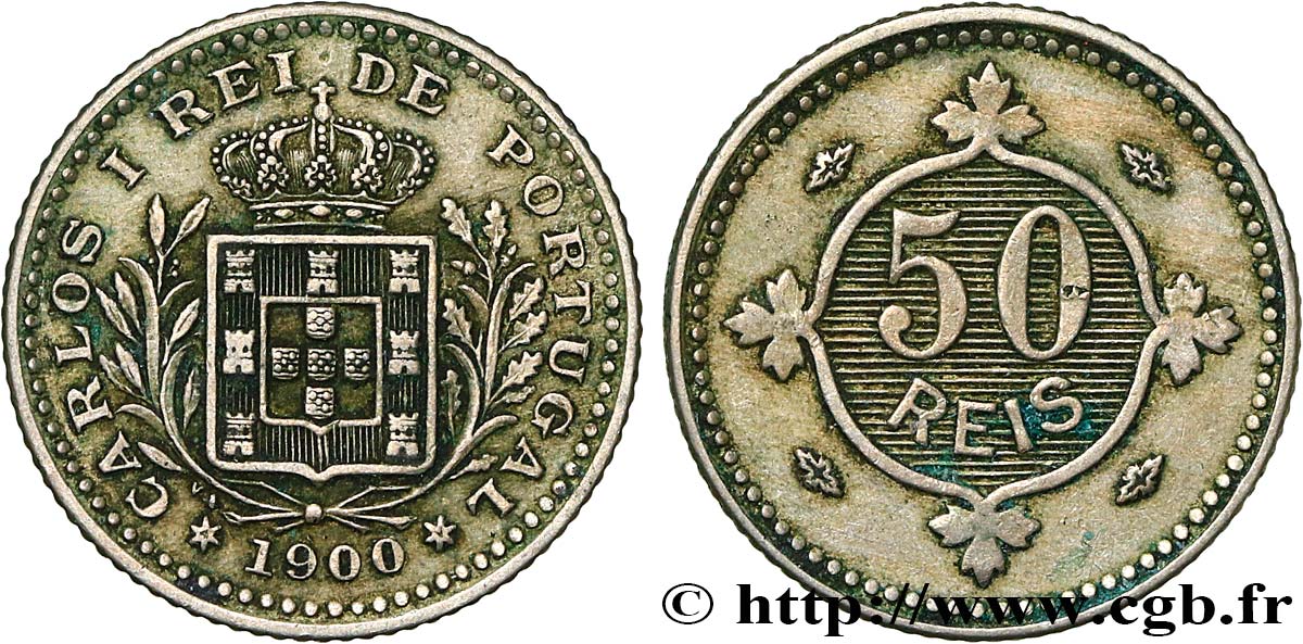 PORTUGAL 50 Réis Charles Ier (Carlos) 1900 AU