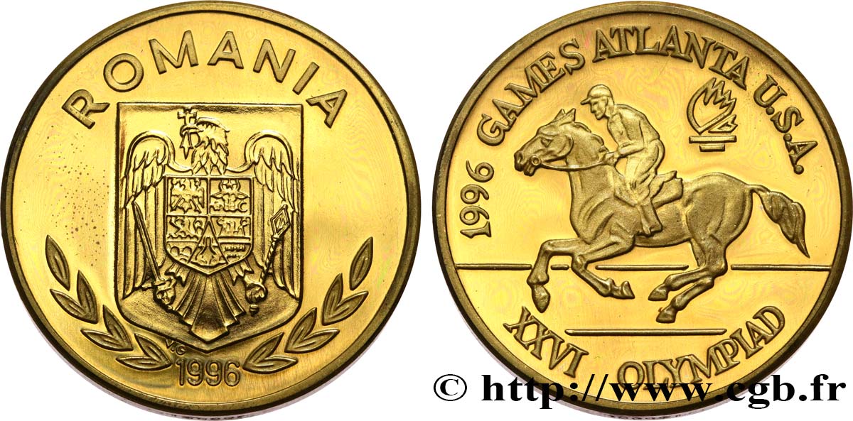 ROMANIA Piéfort 100 Lei Proof Jeux Olympiques d’Atlanta - équitation 1996  MS 