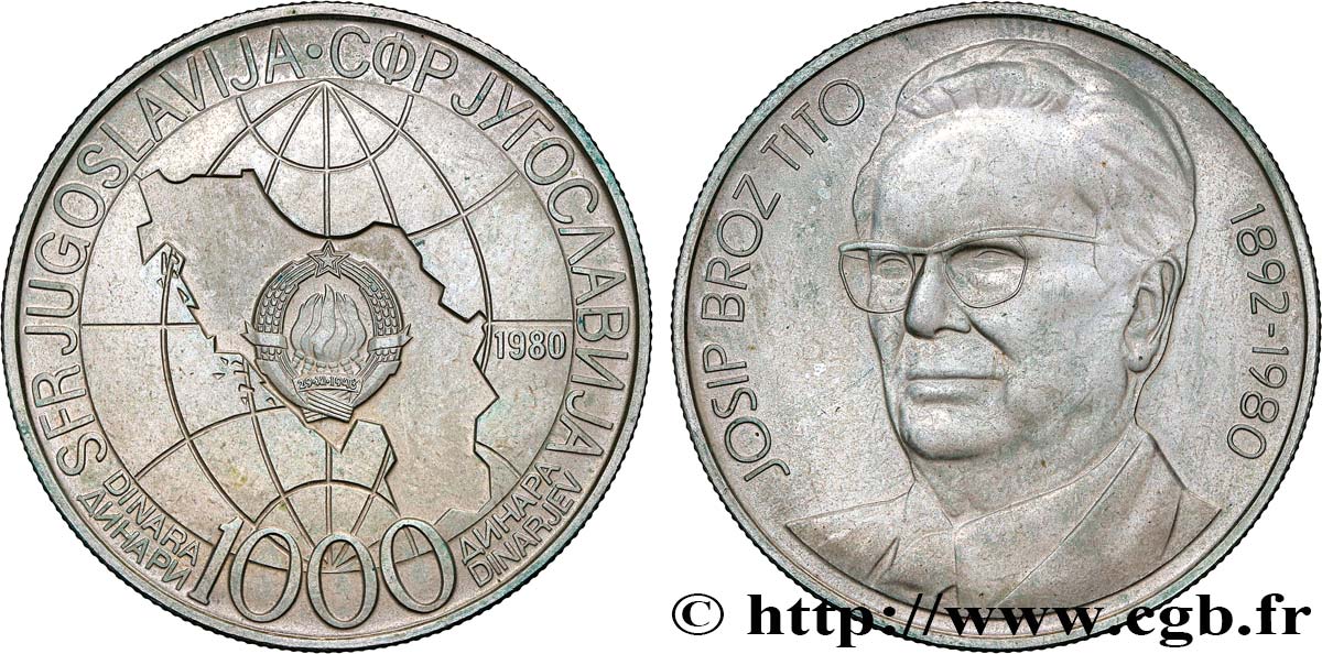 YUGOSLAVIA 1000 Dinara Josip Broz Tito 1980 MS