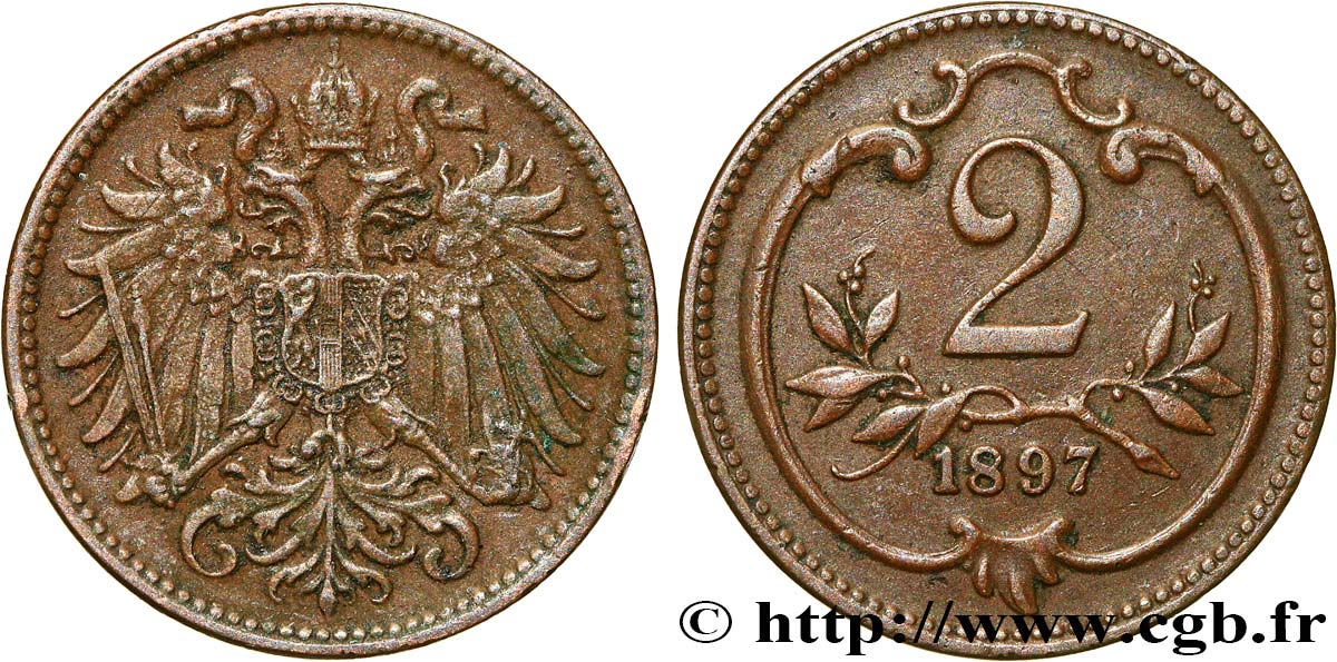 AUSTRIA 2 Heller 1897 Vienne BB
