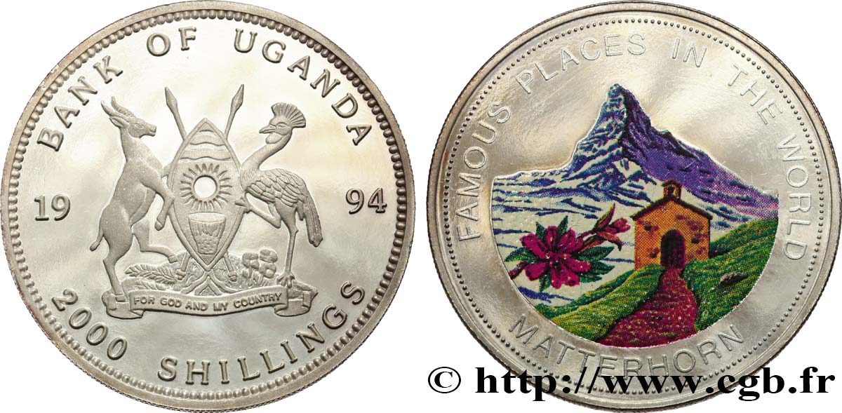 UGANDA 2000 Shillings Proof Matterhorn 1996  fST 