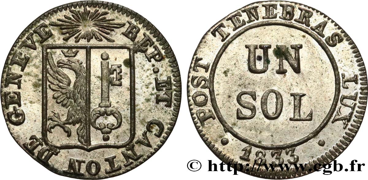 SWITZERLAND - REPUBLIC OF GENEVA 1 Sol 1833  MS 