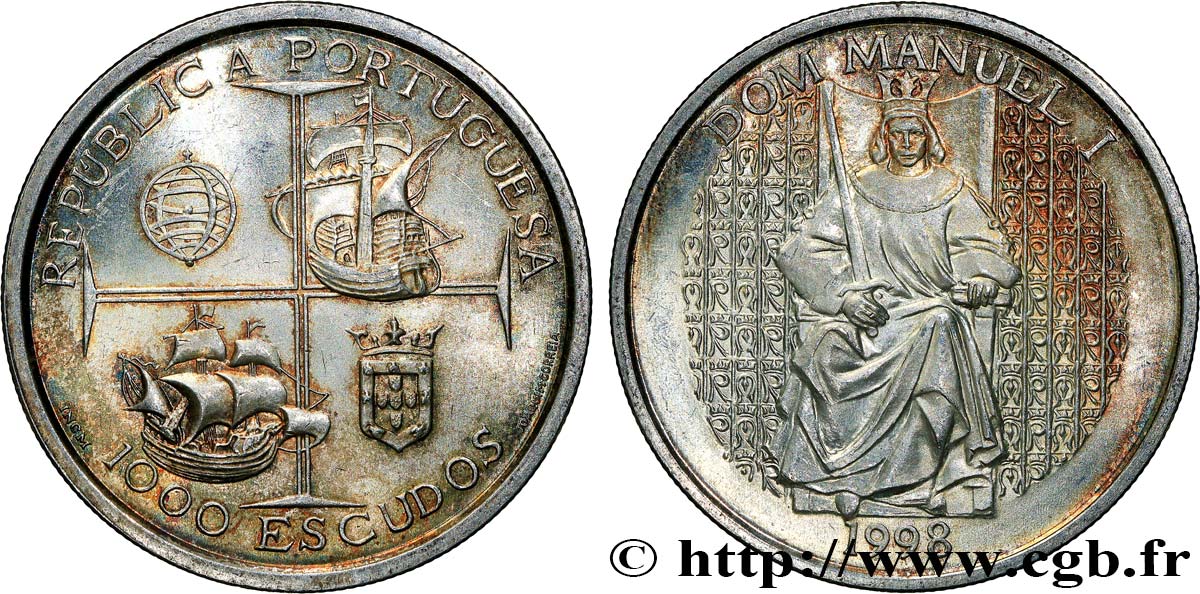 PORTUGAL 1000 Escudos Manuel Ier du Portugal 1998 EBC+