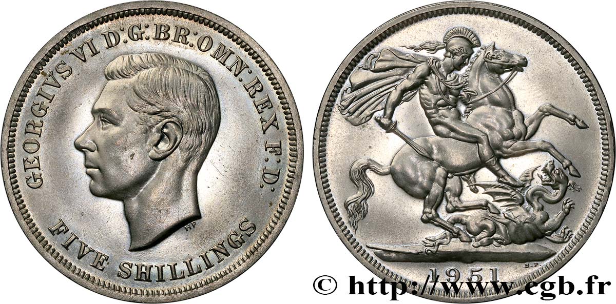 UNITED KINGDOM 1 Crown (5 Shillings) Georges VI 1951  MS 