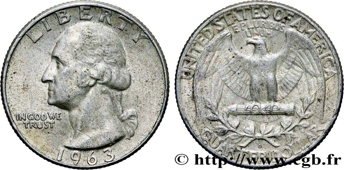 UNITED STATES OF AMERICA 1/4 Dollar Georges Washington 1963 Denver XF
