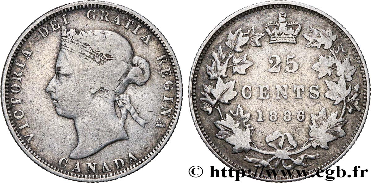 CANADá
 25 Cents Victoria 1886  BC+ 
