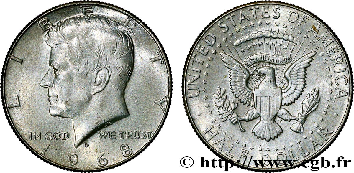 VEREINIGTE STAATEN VON AMERIKA 1/2 Dollar Kennedy 1968 Denver VZ
