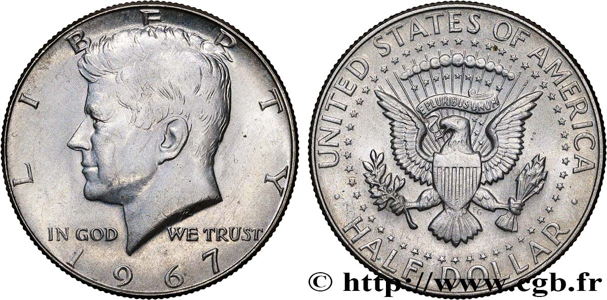 VEREINIGTE STAATEN VON AMERIKA 1/2 Dollar Kennedy 1967 Philadelphie VZ
