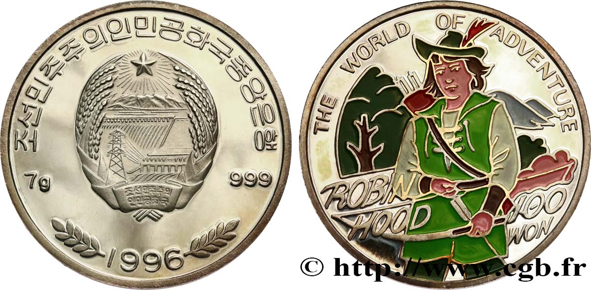 NORTH KOREA 100 Won Proof Robin des bois 1996  AU 