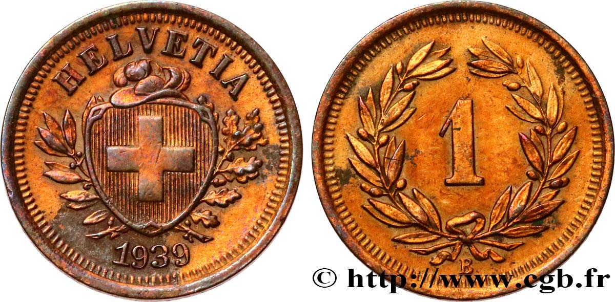 SVIZZERA  1 Centime (Rappen) Croix Suisse 1939 Berne q.SPL 