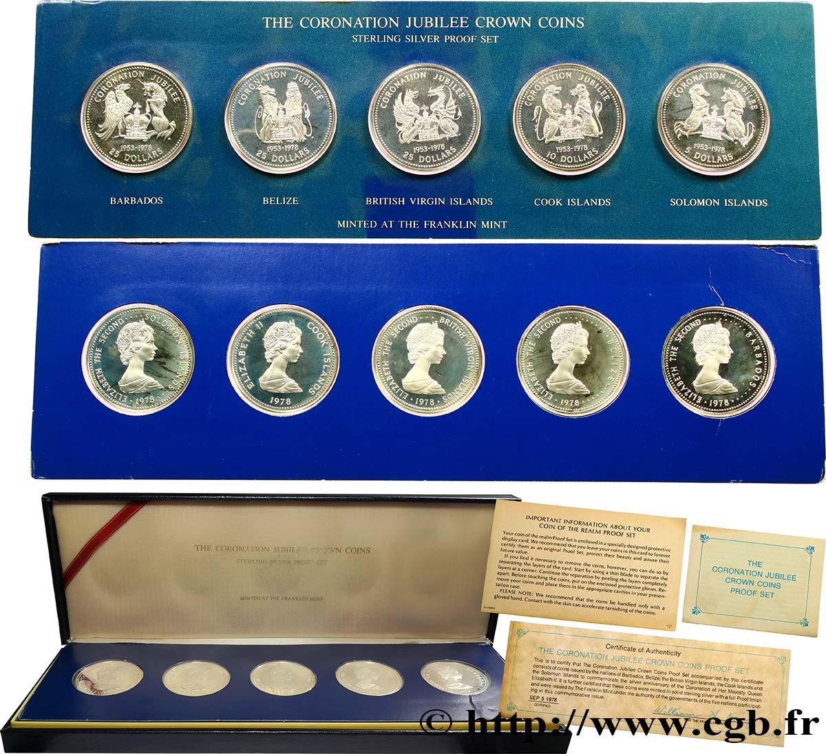 COMMONWEALTH OF NATIONS Coin set Proof 25e anniversaire du couronnement d’Elizabeth II 1978 Atelier Divers MS 