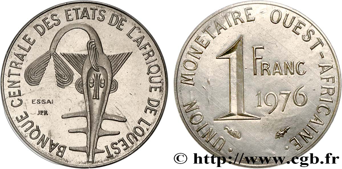 STATI DI L  AFRICA DE L  OVEST Essai de 1 Franc 1976 Paris FDC 