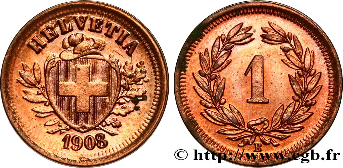 SWITZERLAND 1 Centime (Rappen) Croix Suisse 1903 Berne - B MS 