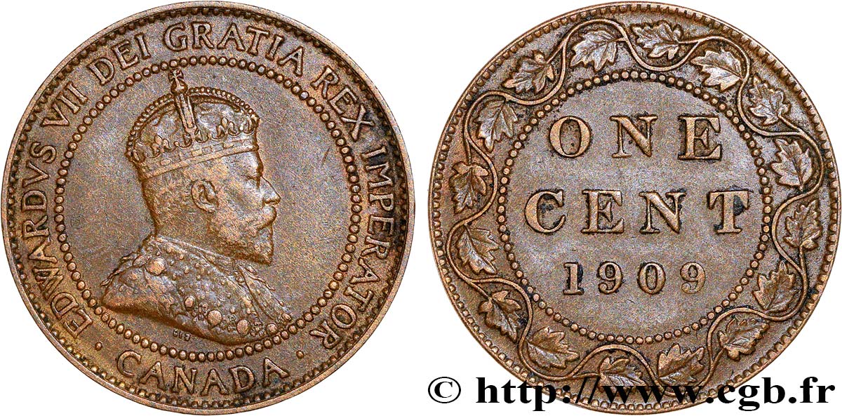 CANADA 1 Cent Edouard VII 1909 TTB