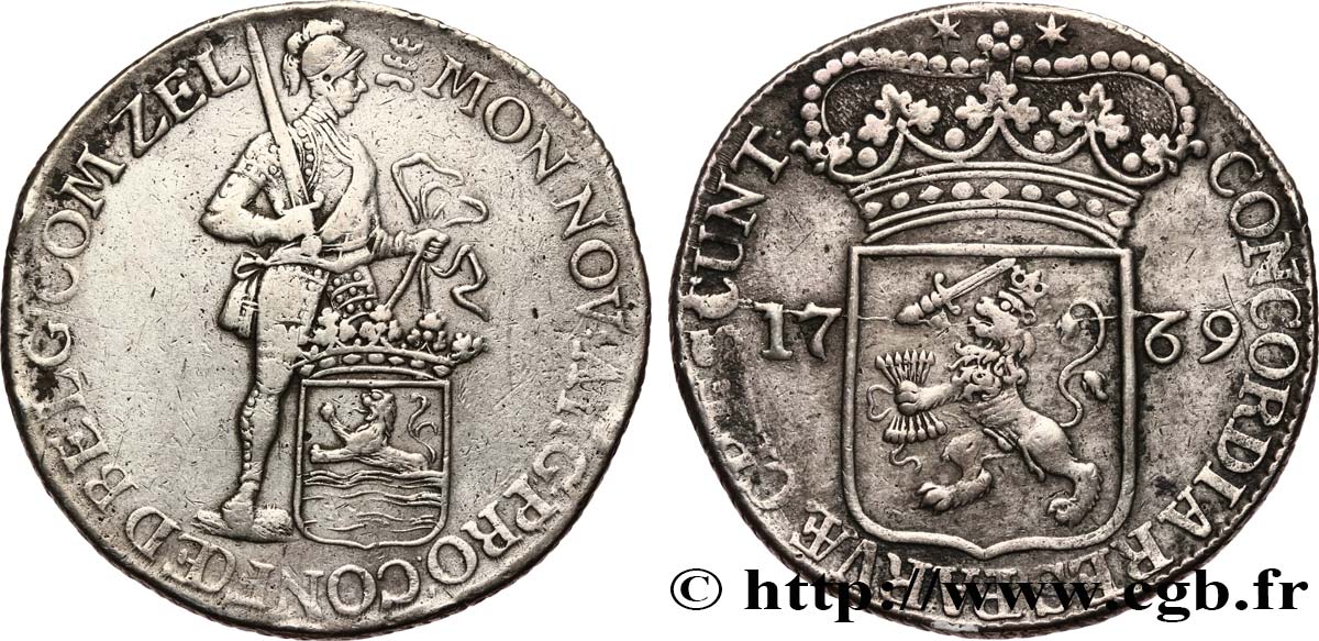 NETHERLANDS - UNITED PROVINCES - ZEELAND Ducat d’argent ou Risksdaler 1769 Middelbourg XF 