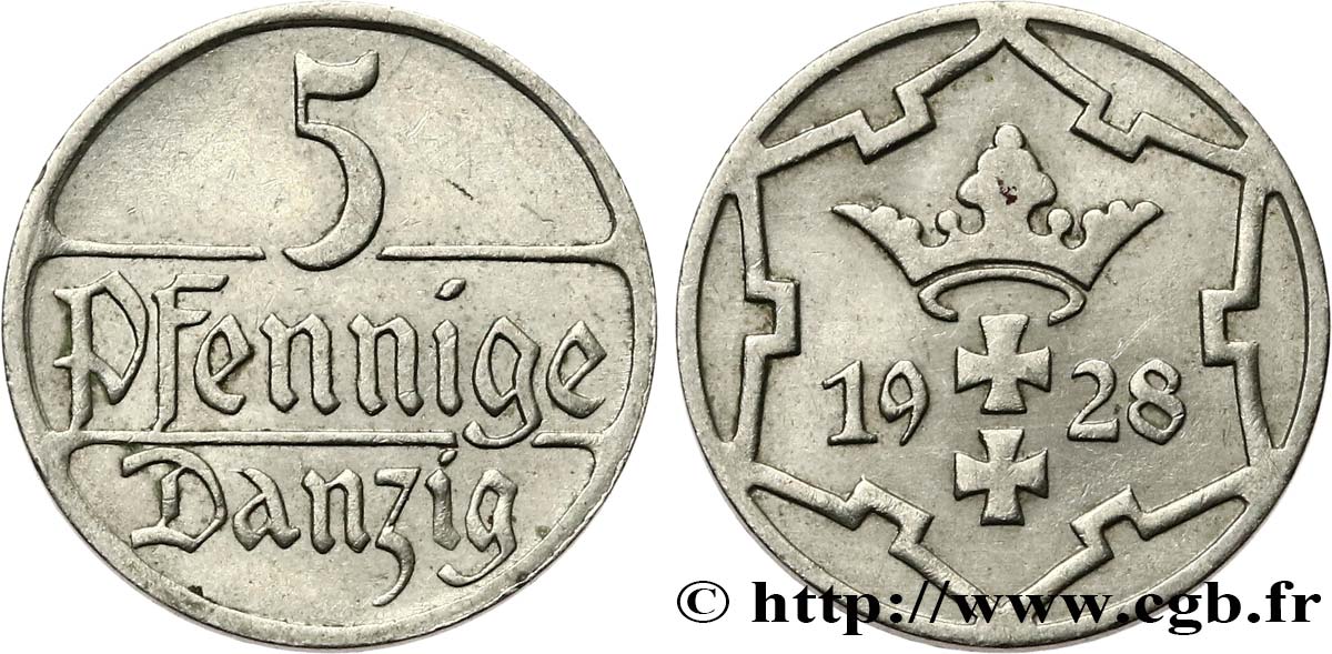 DANZIG (Free City of) 5 Pfennig 1928  AU 