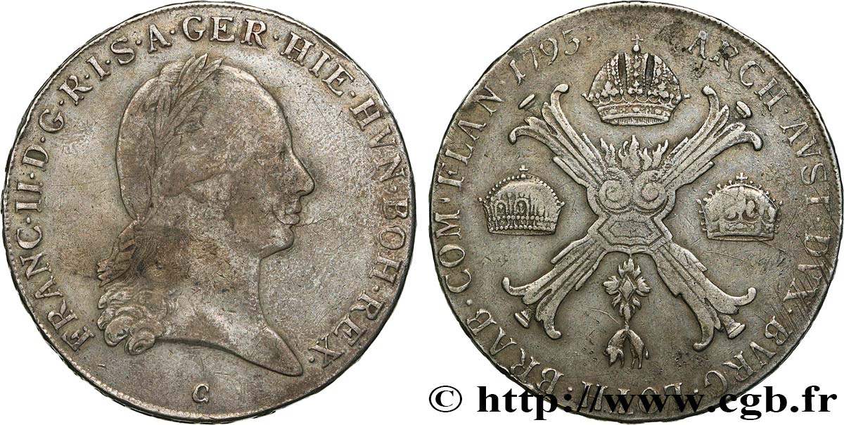 BELGIQUE - PAYS-BAS AUTRICHIENS 1 Kronenthaler François II 1795 Prague TB+