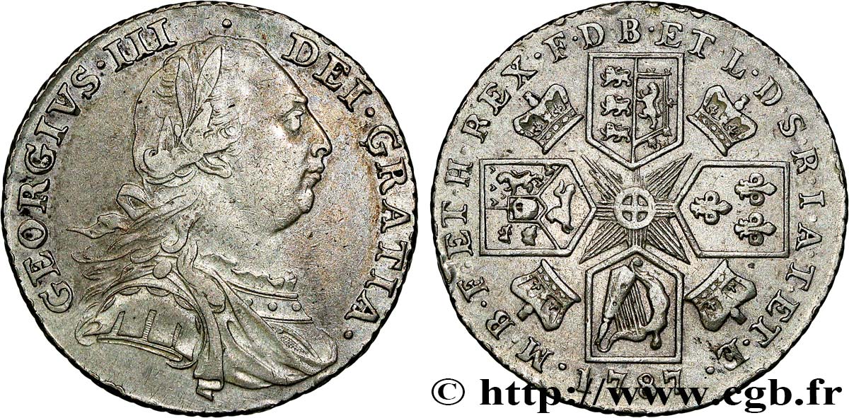ROYAUME-UNI 1 Shilling Georges III 1787 TTB/TTB+