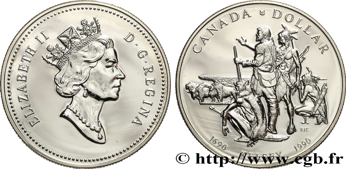 CANADA 1 Dollar Elisabeth II / L’explorateur et trappeur Henry Kelsey 1990  MS 