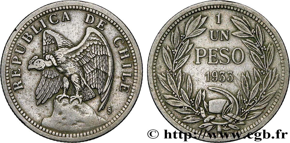 CHILE
 1 Peso condor 1933 Santiago - S° SS 