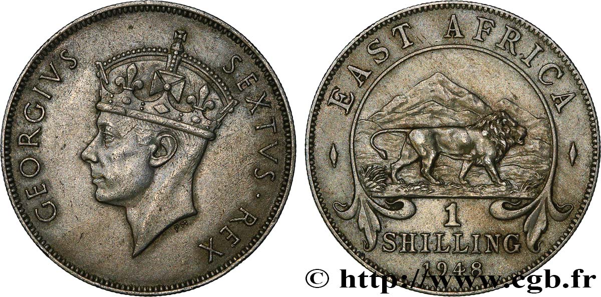 AFRICA DI L EST BRITANNICA  1 Shilling Georges VI 1948 British Royal Mint BB 