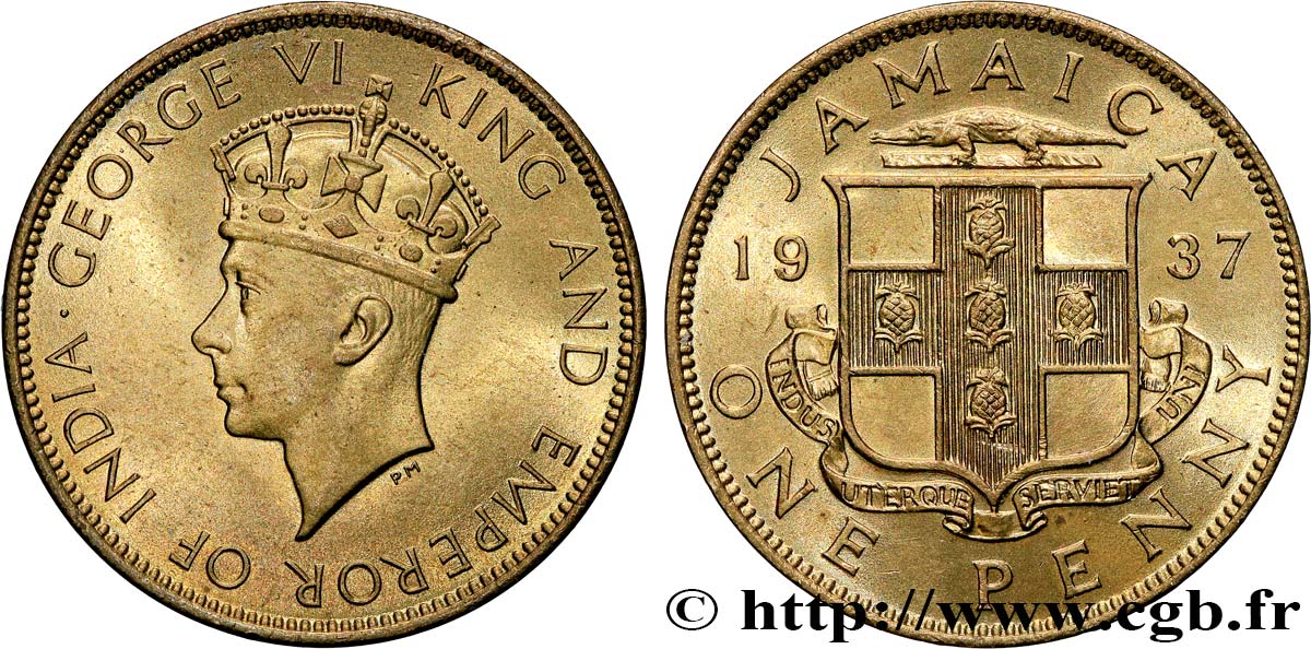 JAMAIKA 1 Penny Georges VI 1937  fST 